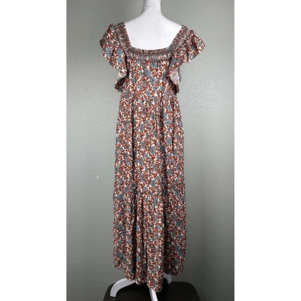 Moon River Tiered Maxi Dress Women Sz M‎ Floral Smocked Boho Cottagecore Prairie